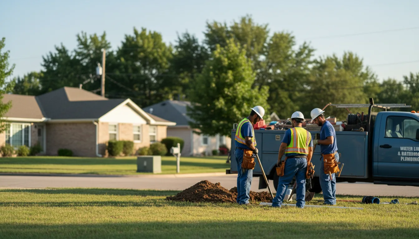 Residential water line and bathroom plumbing service in Stout, IA